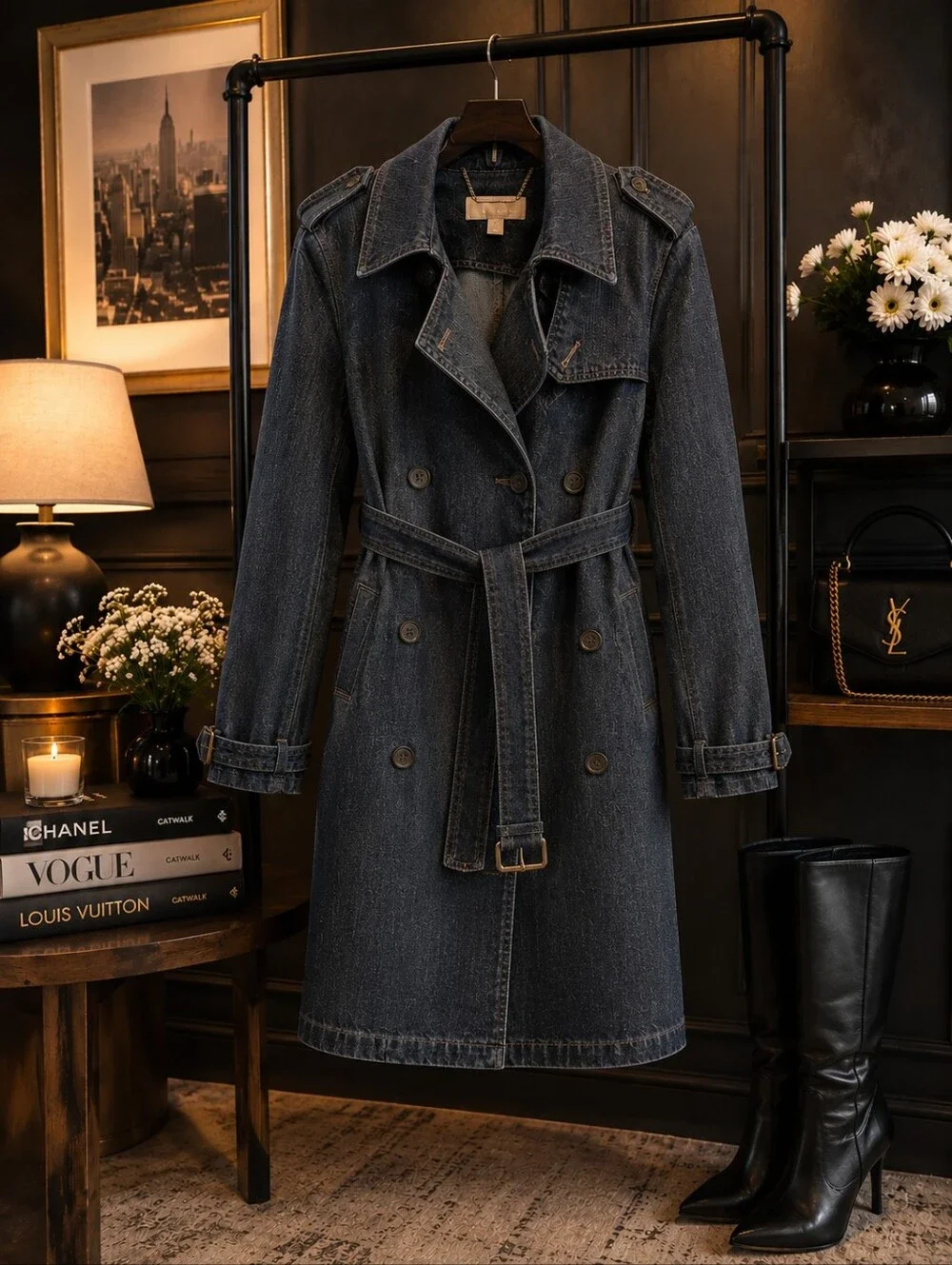 Kors, Michael Kors Multi Function Denim Trench Coat or Dress Size S